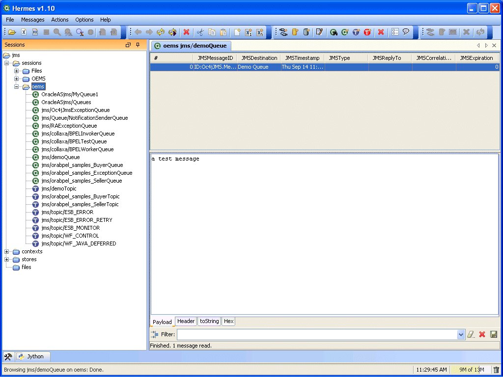 HermesJMS screenshot HermesJMS screenshot