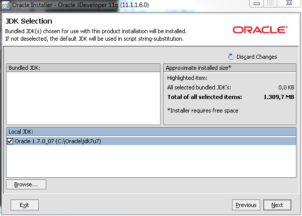 Oracle JDeveloper 11g 11.1.1.6 - JDK Selection